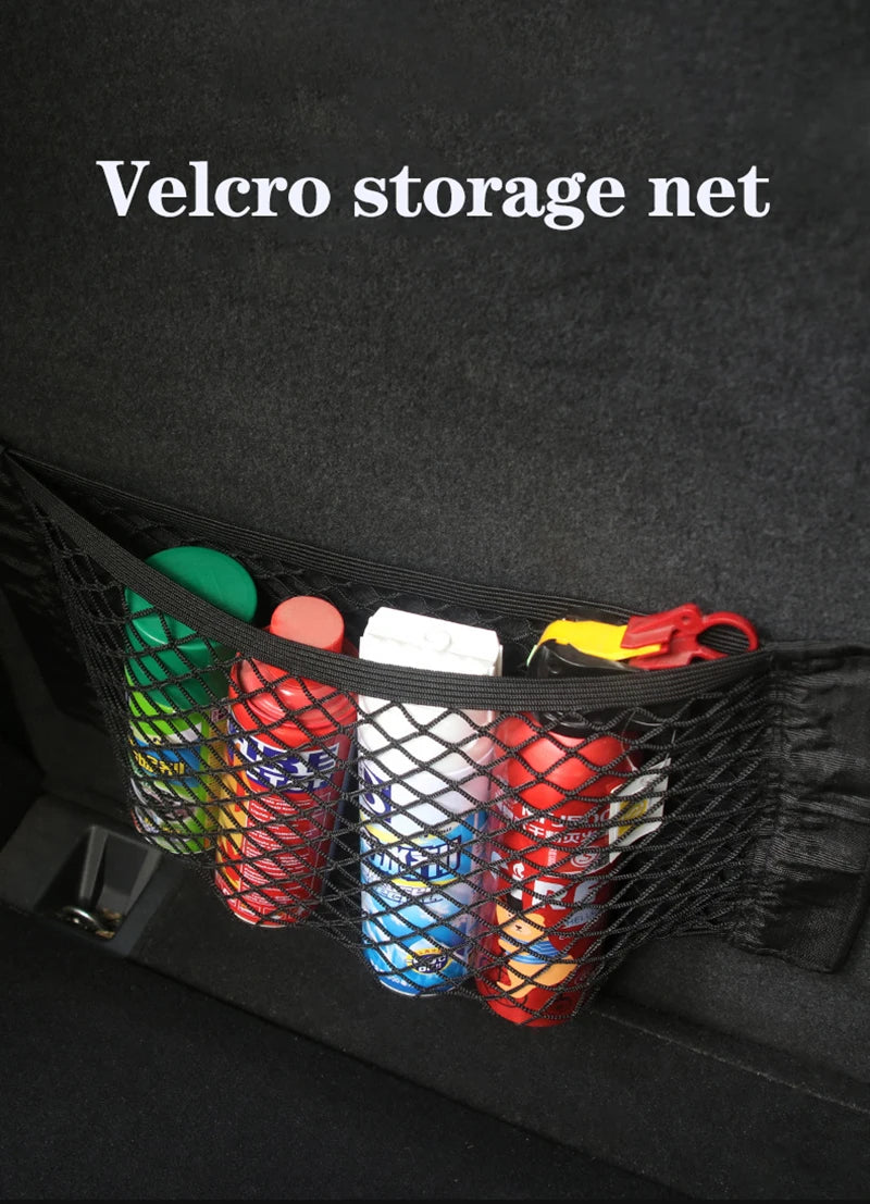 Filet de Rangement Coffre Voiture – Poche Élastique Universelle avec Scratch Adhésif