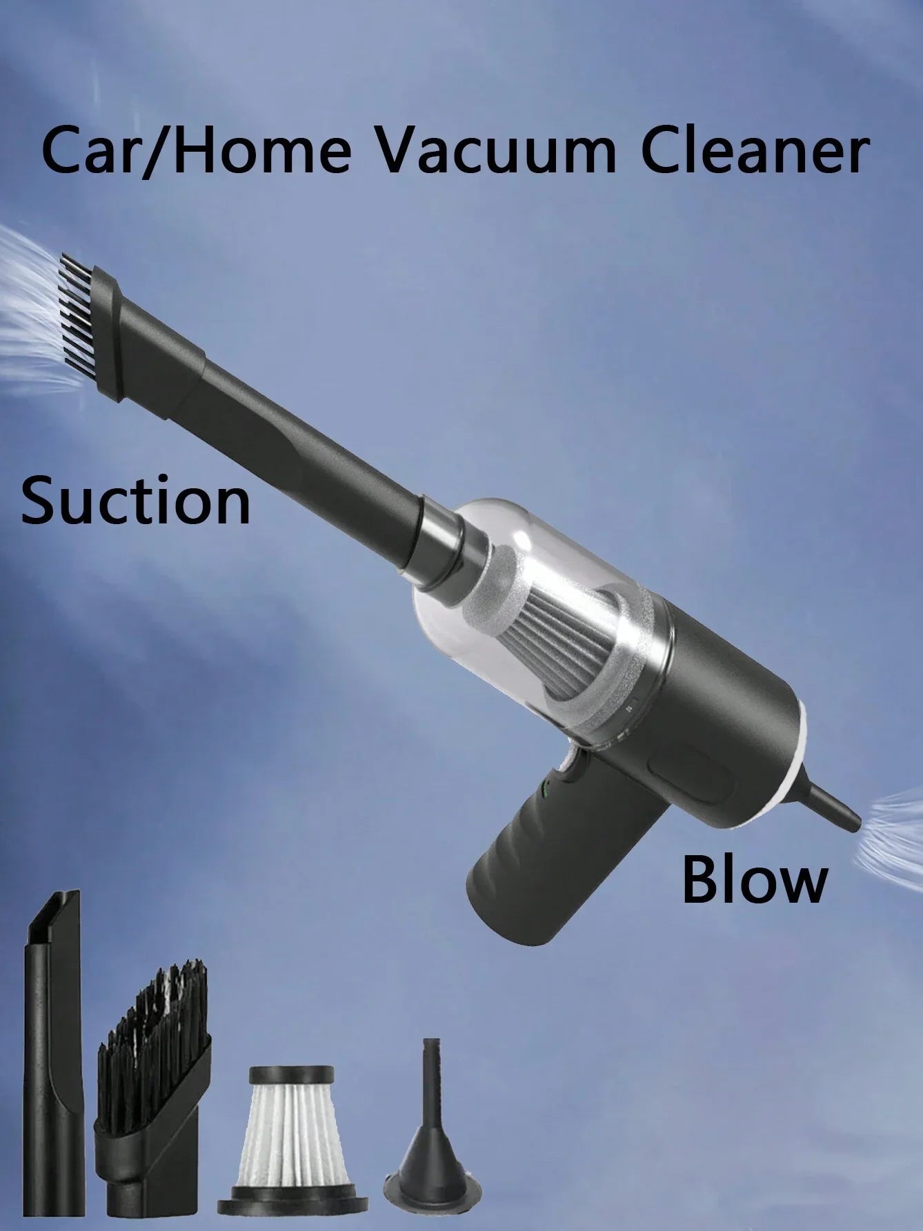 Aspirateur sans fil 2-en-1 – Voiture & Maison, 120W, 5500Pa