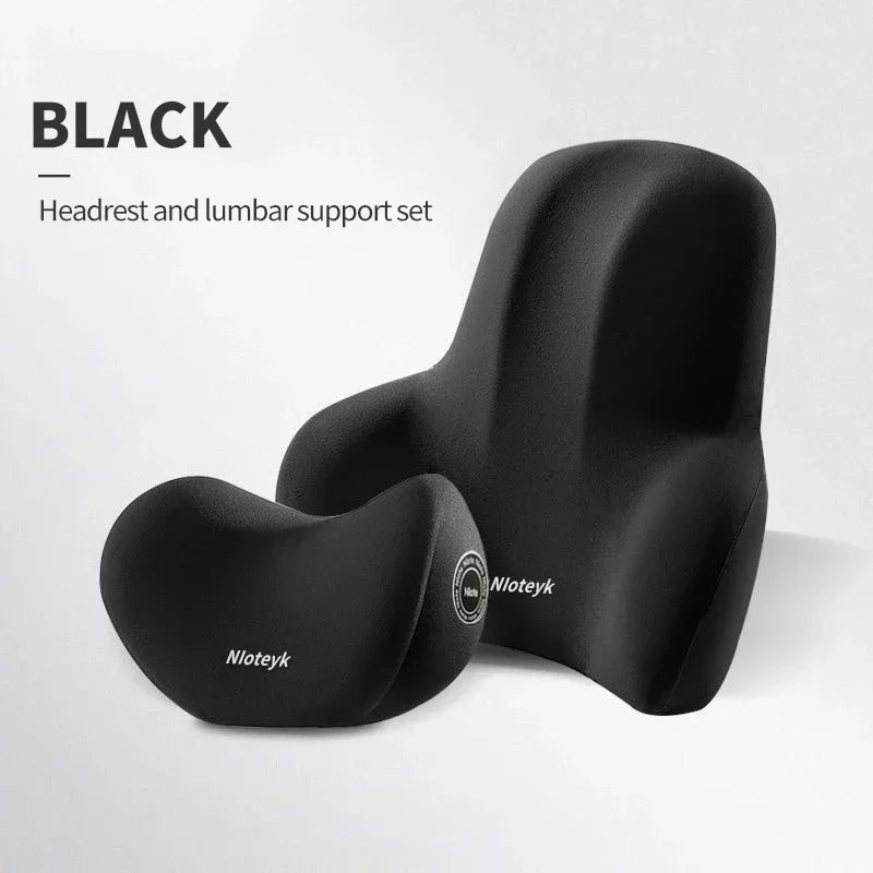 Coussin Cervical Voiture en Mousse à Mémoire de Forme – Support Lombaire Universel, Oreiller Nuque & Appui-Tête, Accessoires Siège Auto