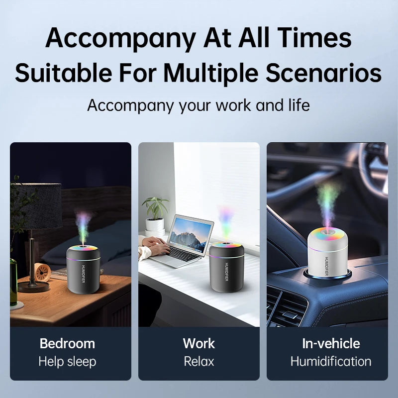 Mini Humidificateur d'Air 180ML USB – Diffuseur d'Arômes & Huiles Essentielles, Purificateur Ultrasonique pour Voiture, Maison & Chambre