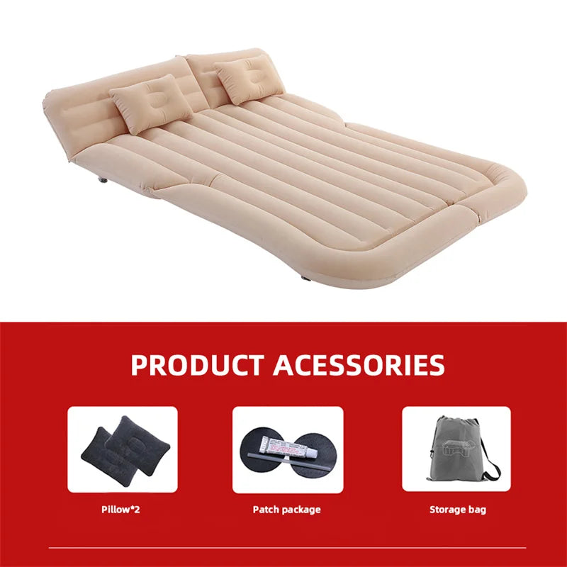 Matelas gonflable de voyage universel pour siège arrière – Canapé multifonction, oreiller, tapis de camping extérieur et coussin