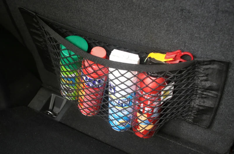 Filet de Rangement Coffre Voiture – Poche Élastique Universelle avec Scratch Adhésif