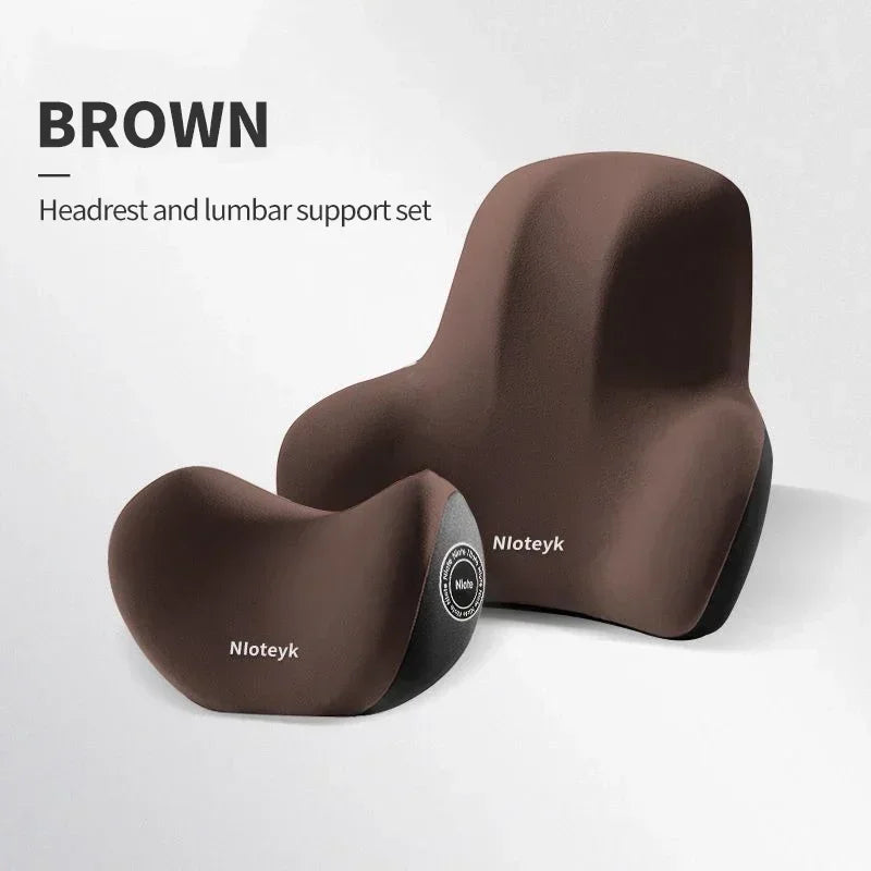 Coussin Cervical Voiture en Mousse à Mémoire de Forme – Support Lombaire Universel, Oreiller Nuque & Appui-Tête, Accessoires Siège Auto