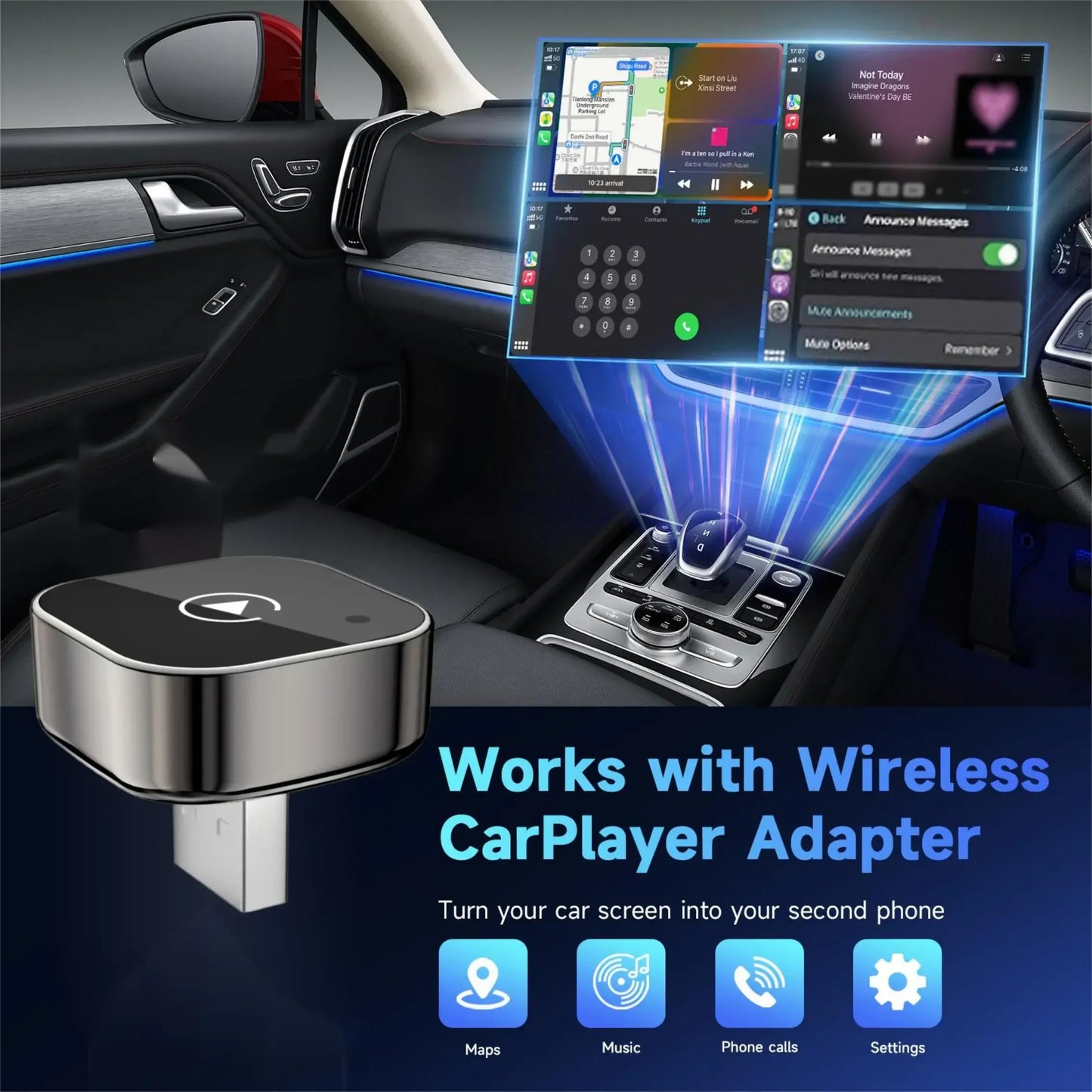 Adaptateur CarPlay & Android Auto Sans Fil – Plug & Play Universel